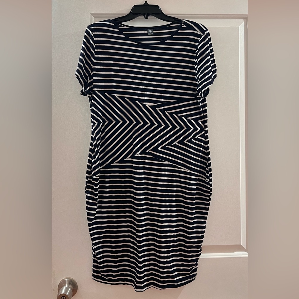 SHEIN Black and White Striped Midi Dress